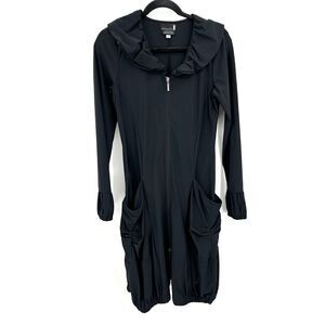 ENTRATA Women's Black Unique Full Zip Nylon Spandex Stretch Dress Size Small